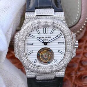 Replica Patek Philippe Nautilus Jumbo 5711 Tourbillon 2018 R8 Factory White Dial watch