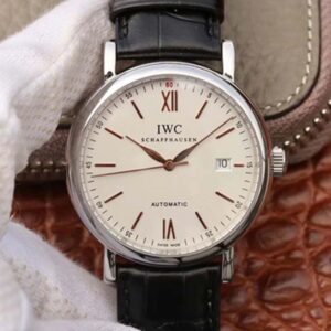 Replica IWC Portofino Automatic IW356501 MKS Factory Black Leather Strap White Dial watch