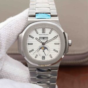 Replica Patek Philippe Nautilus Annual Calendar Moonphase 5726/1A-010 KM Factory White Dial watch