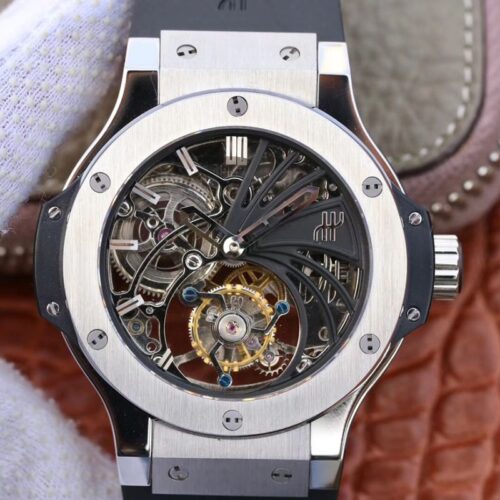 Replica Hublot Big Bang Hollow Tourbillon Stainless Steel Case Skeleton Dial watch