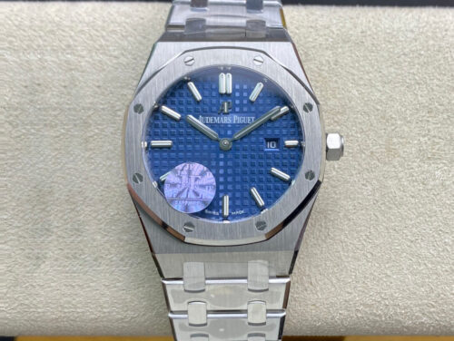 Replica Audemars Piguet Royal Oak Quartz 67650ST.OO.1261ST.01 JF Factory Blue Dial watch