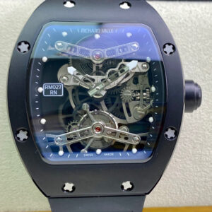 Replica Richard Mille RM027 Tourbillon EUR Factory Titanium Case Black Strap watch