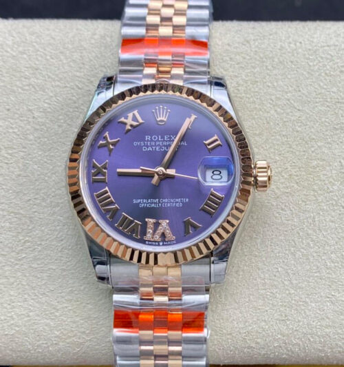 Replica Rolex Datejust M278271-0020 TW Factory Diamond Eggplant Purple Dial watch