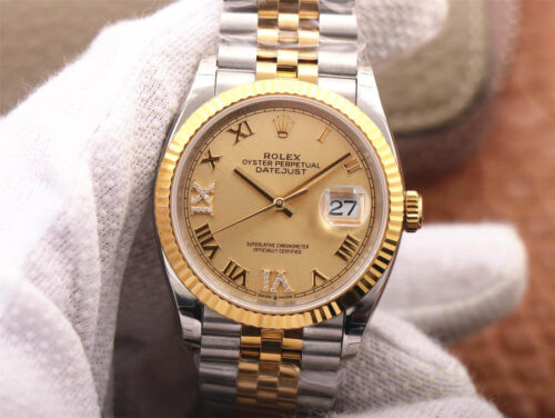 Replica Rolex Datejust 126233 EW Factory Diamond Gold Dial watch