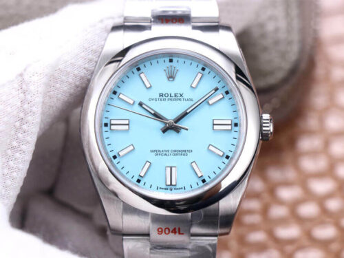 Replica Rolex Oyster Perpetual M124300-0006 41MM EW Factory Turquoise Blue Dial watch