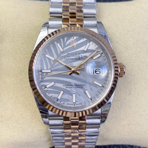 Replica Rolex Datejust M126231-0031 EW Factory Silver Palm Leaf Pattern Dial watch