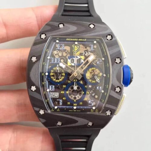 Replica Richard Mille RM-011 KV Factory Carbon Fiber Black Strap watch