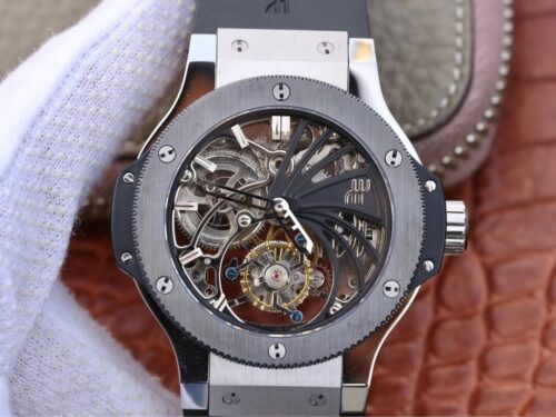 Replica Hublot Big Bang Hollow Tourbillon Ceramic Bezel Skeleton Dial watch