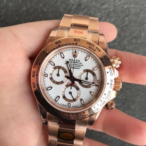 Replica Rolex Daytona m116505-0010 Noob Factory Rose Gold White Dial watch