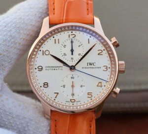 Replica IWC Portuguese ZF Factory Orange Leather Strap watch