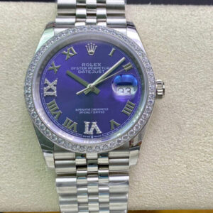 Replica Rolex Datejust M126284RBR-0013 EW Factory Stainless Steel Purple Dial watch