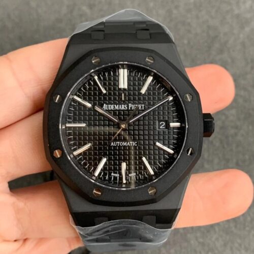 Replica Audemars Piguet Royal Oak 15400 DLC Version ZF Factory Black Strap Watch