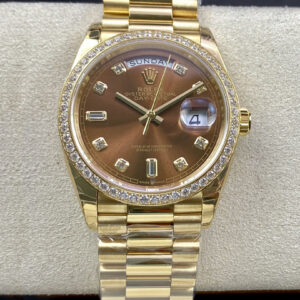 Replica Rolex Day Date M128348RBR-0005 EW Factory Diamond-Set Bezel Watch