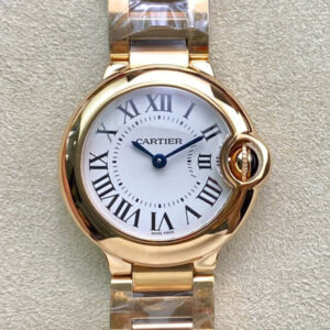 Replica Ballon Bleu De Cartier 28MM WGBB0007 V6 Factory Gold Strap Watch