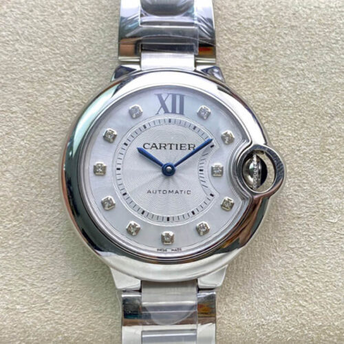 Replica Ballon Bleu De Cartier WE902074 33MM V6 Factory Diamond Dial Watch