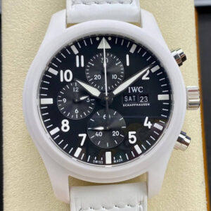 Replica IWC Pilot TOP GUN IW389105 Lake Tahoe TPS Factory White Leather Strap Watch