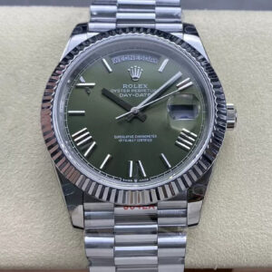 Replica Rolex Day Date M228236-0008 GM Factory V2 Stainless Steel Strap Green Dial Watch