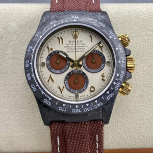 Replica Rolex Daytona Cosmograph Diw Custom Version Noob Factory Brown Fabric Strap Watch