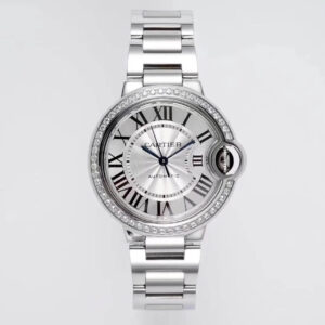 Replica Ballon Bleu De Cartier W4BB0016 33MM AF Factory Silver Diamond Bezel Watch