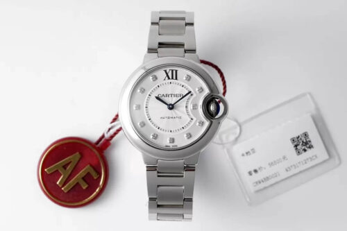 Replica Ballon Bleu De Cartier WE902074 33MM AF Factory Diamond-set Dial Watch