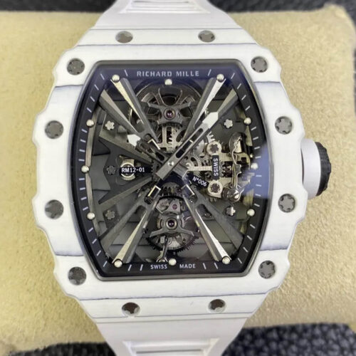 Replica Richard Mille RM12-01 Tourbillon RM Factory Rubber Strap Watch