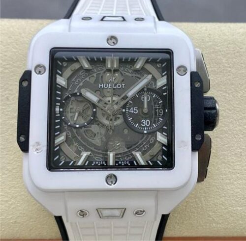 Replica Hublot SQUARE BANG UNICO 821.HX.0170.RX BB factory White Strap - AR Replica Watches