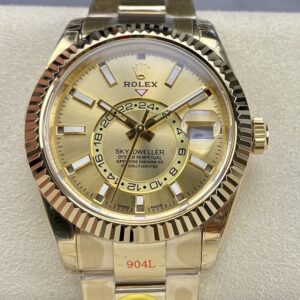 Replica Rolex Sky-Dweller m326938-0003 Noob factory Champagne Dial- AR Replica Watches